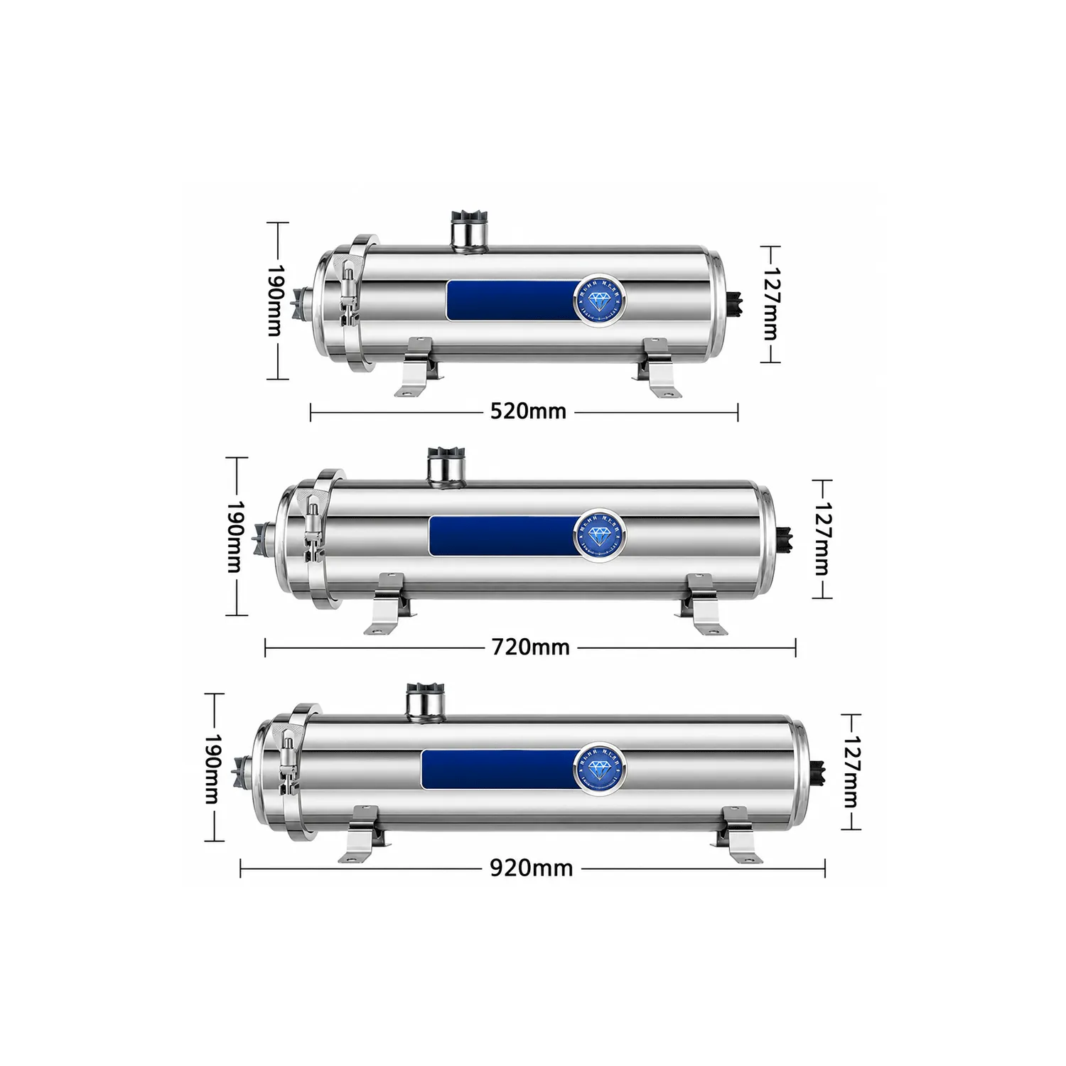 Horizontal Stainless Steel PVDF Ultrafiltration Water Purifier – 102 / 127 / 159 / 203 Series