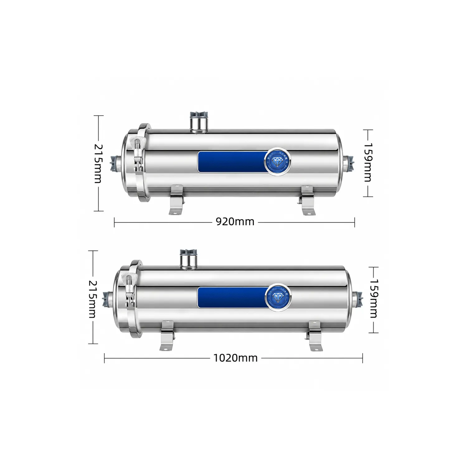 Horizontal Stainless Steel PVDF Ultrafiltration Water Purifier – 102 / 127 / 159 / 203 Series