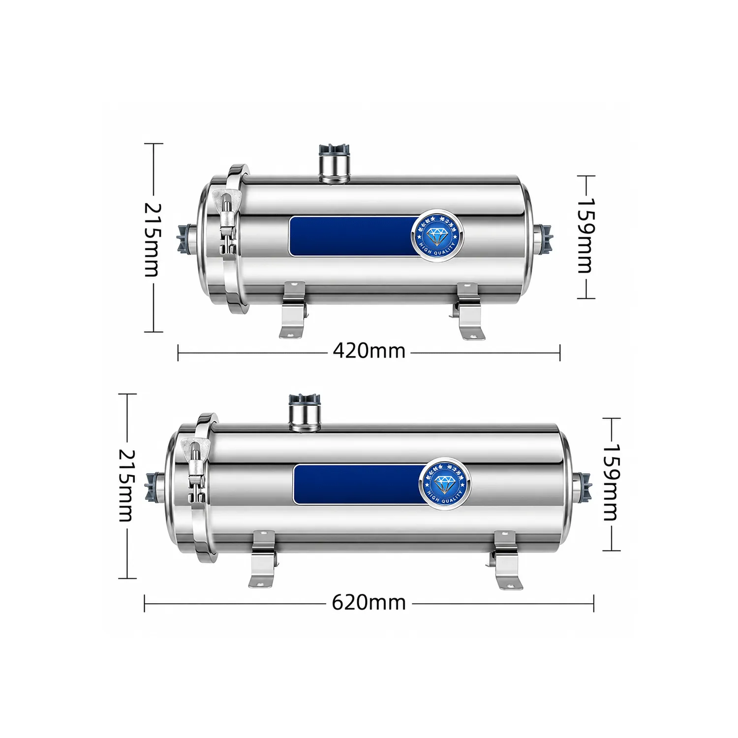Horizontal Stainless Steel PVC Ultrafiltration Water Purifier – 102 / 127 / 159 / 203 Series