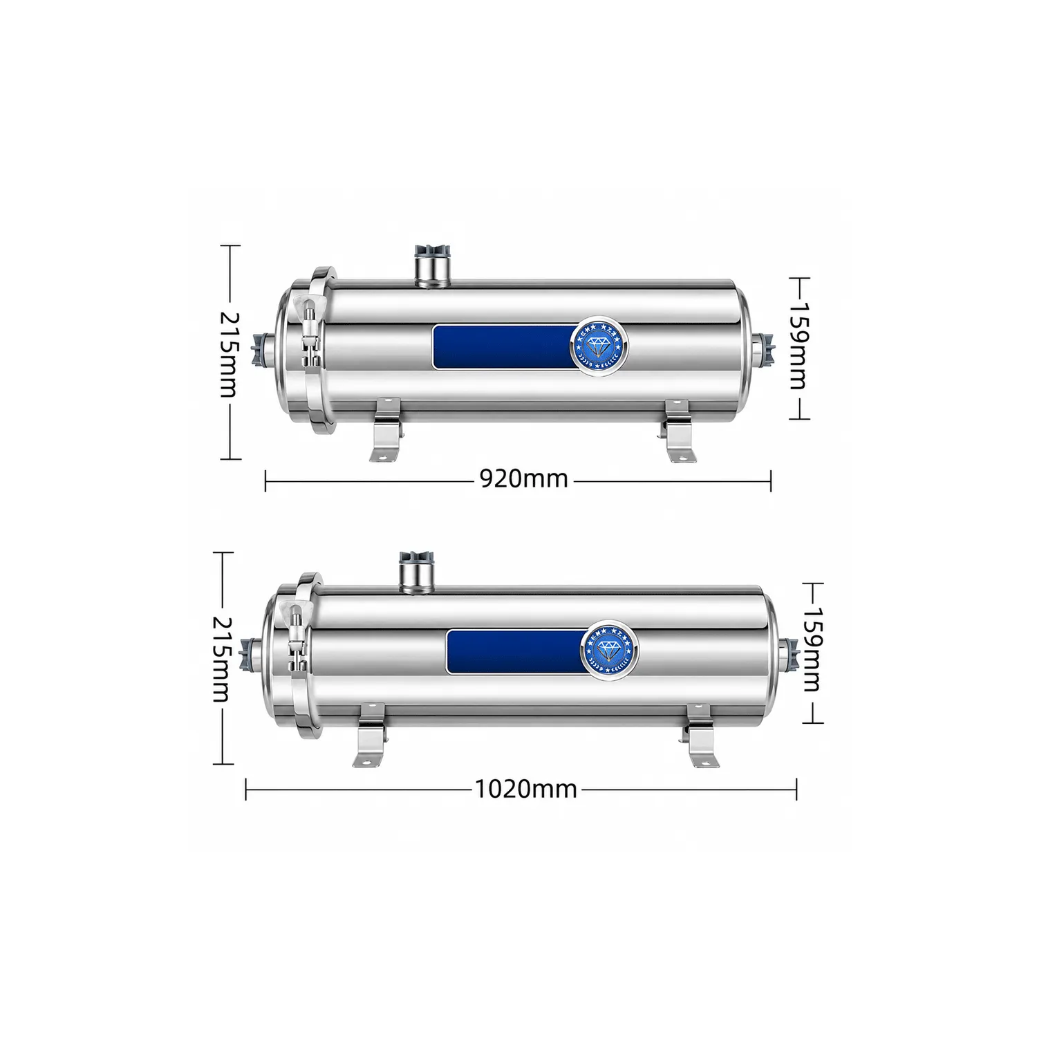 Horizontal Stainless Steel PVC Ultrafiltration Water Purifier – 102 / 127 / 159 / 203 Series