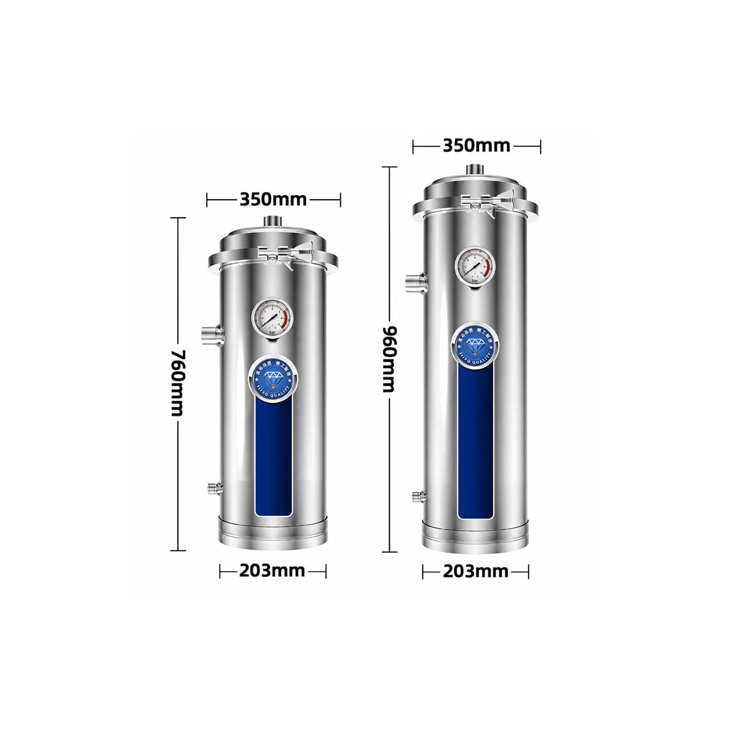 Vertical Stainless Steel PVDF Ultrafiltration Water Purifier – 102 / 159 / 203 Series